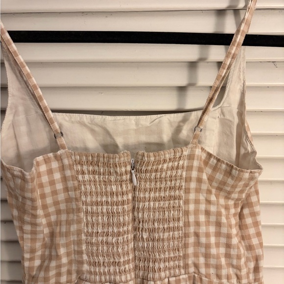 XS Abercrombie Gingham Tan mini linen Dress. Cute and Light - Picture 7 of 7
